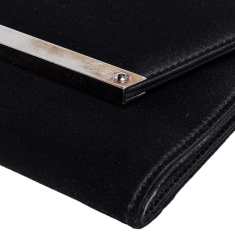 Pre Owned Jimmy Choo Black Satin Margot Chain Clutch