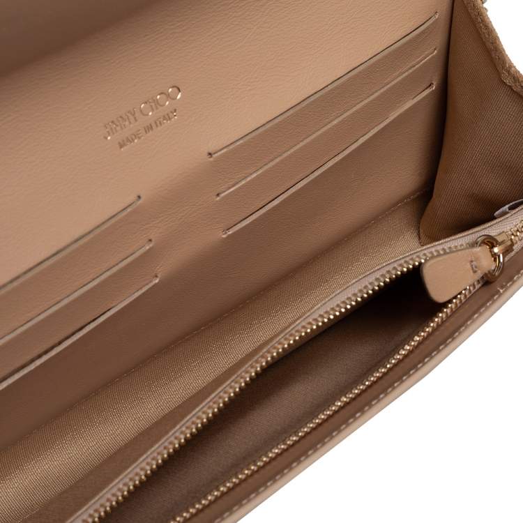 Pre Owned Jimmy Choo Cream Patent Leather Margot Chain Clutch 
