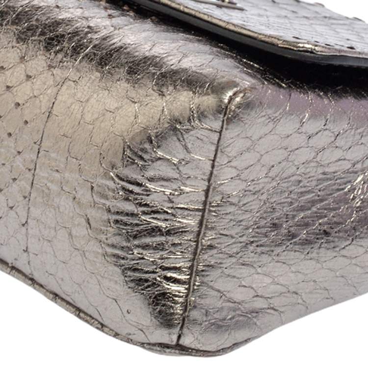 Pre Owned Jimmy Choo Silver Python Mini Ruby Crossbody Bag