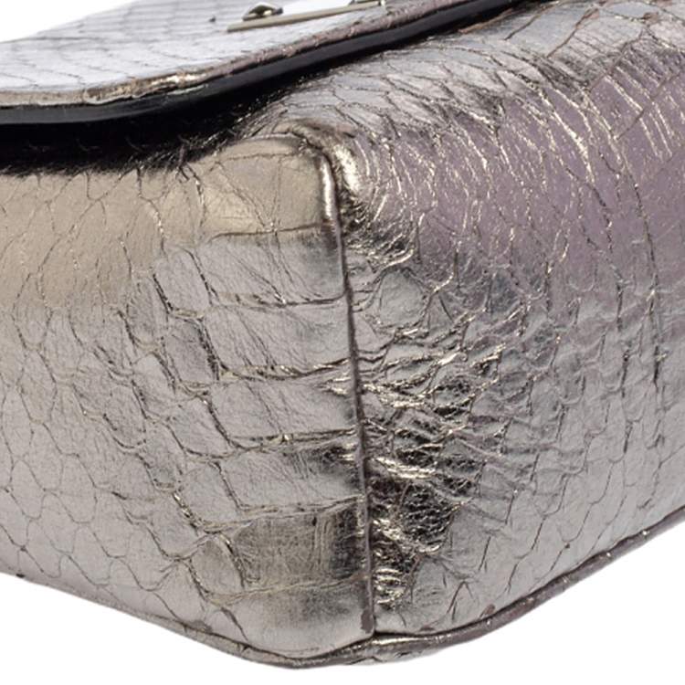 Pre Owned Jimmy Choo Silver Python Mini Ruby Crossbody Bag