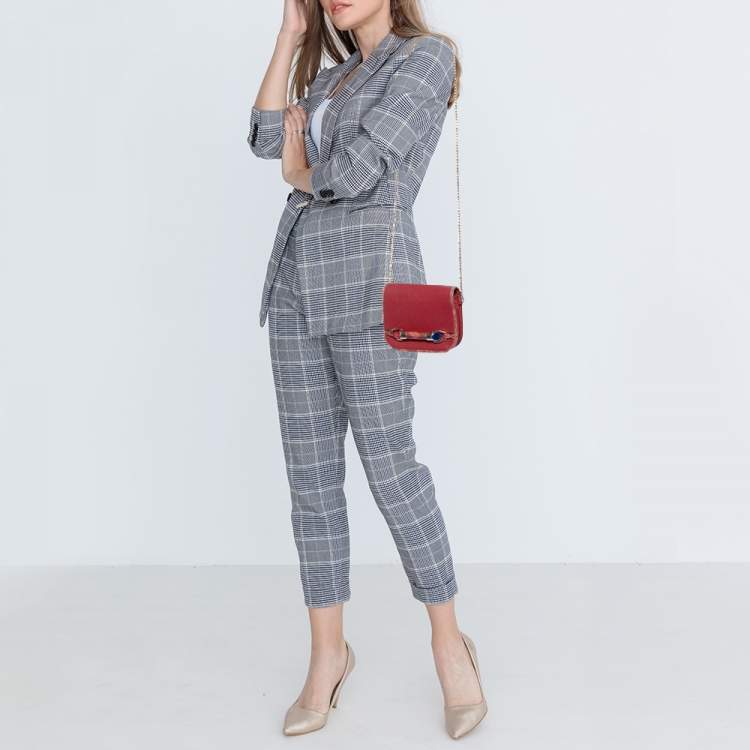 مملوكة مسبقًا Jimmy Red Leather and Python Trim Zadie Crossbody Bag