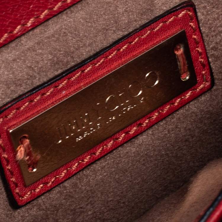 مملوكة مسبقًا Jimmy Red Leather and Python Trim Zadie Crossbody Bag
