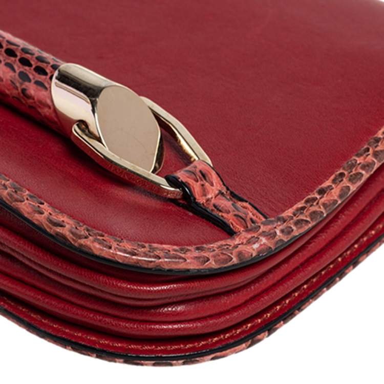 مملوكة مسبقًا Jimmy Red Leather and Python Trim Zadie Crossbody Bag