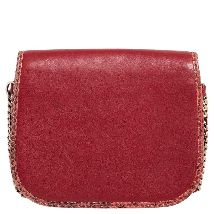 مملوكة مسبقًا Jimmy Red Leather and Python Trim Zadie Crossbody Bag