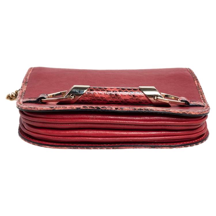 مملوكة مسبقًا Jimmy Red Leather and Python Trim Zadie Crossbody Bag