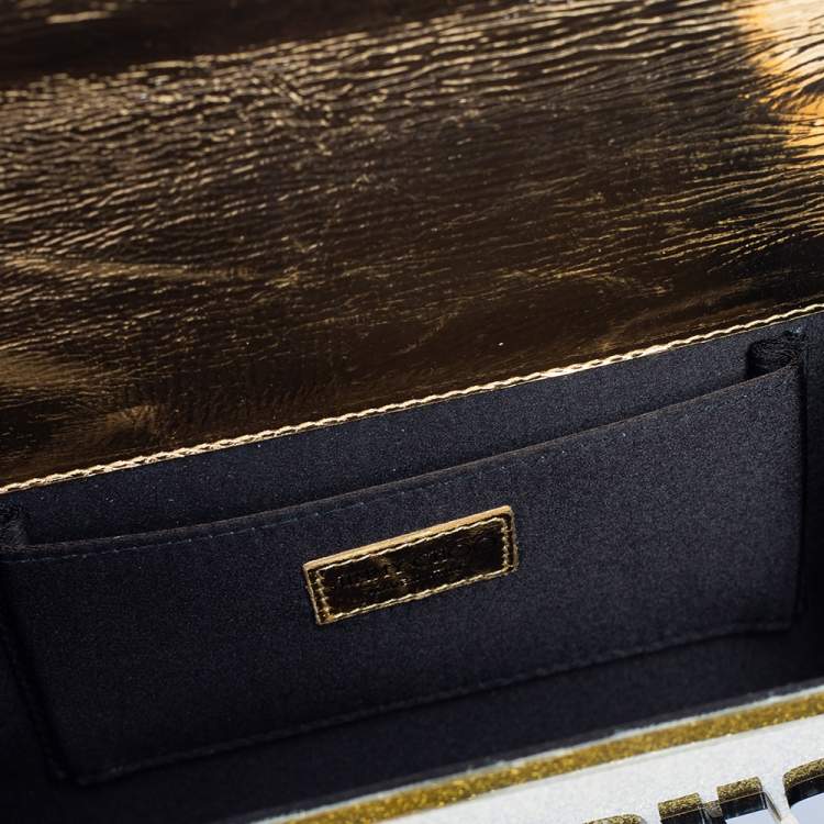 مملوكة مسبقًا Jimmy Choo Gold Glitter Acrylic Candy Clutch Bag