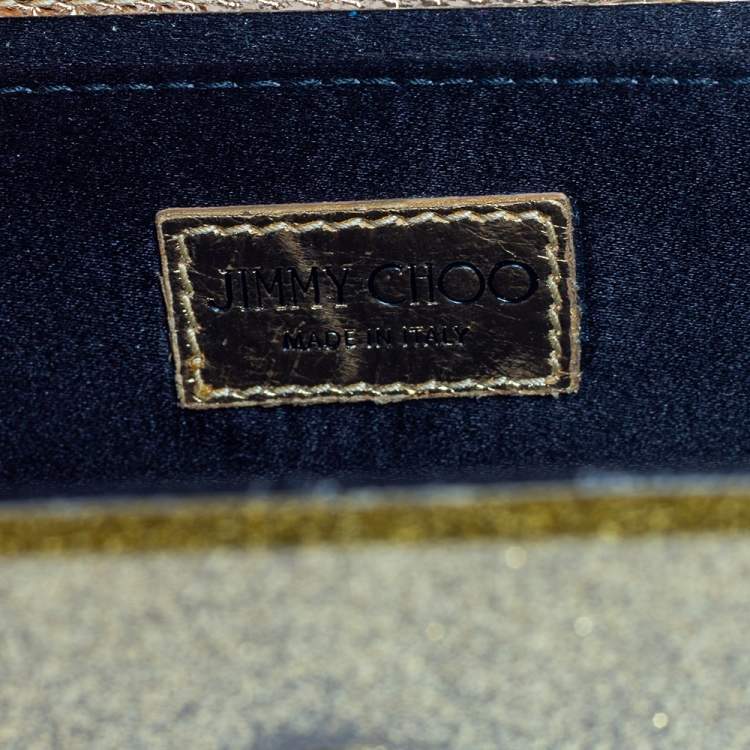 مملوكة مسبقًا Jimmy Choo Gold Glitter Acrylic Candy Clutch Bag
