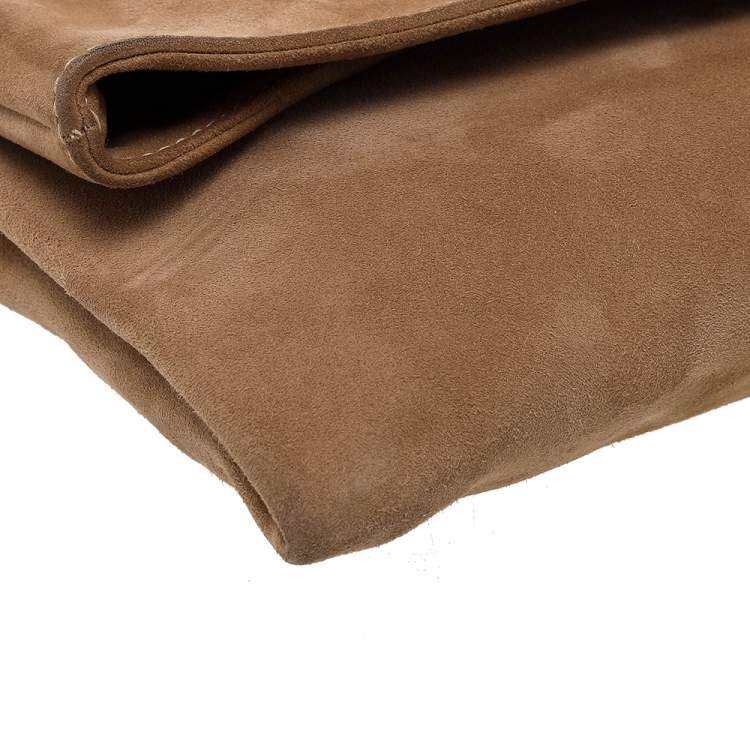 Pre Owned Jimmy Choo Beige Suede Chandra Clutch