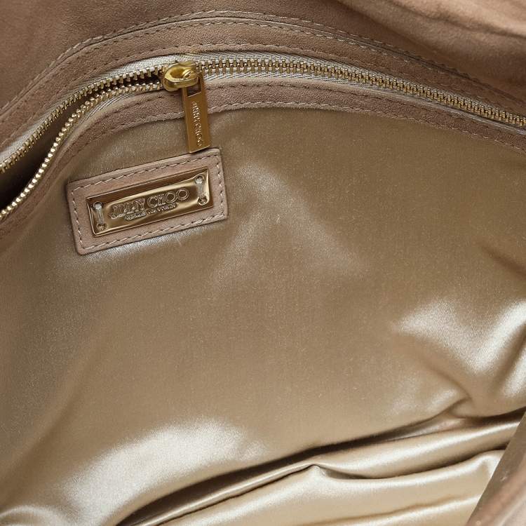 Pre Owned Jimmy Choo Beige Suede Chandra Clutch