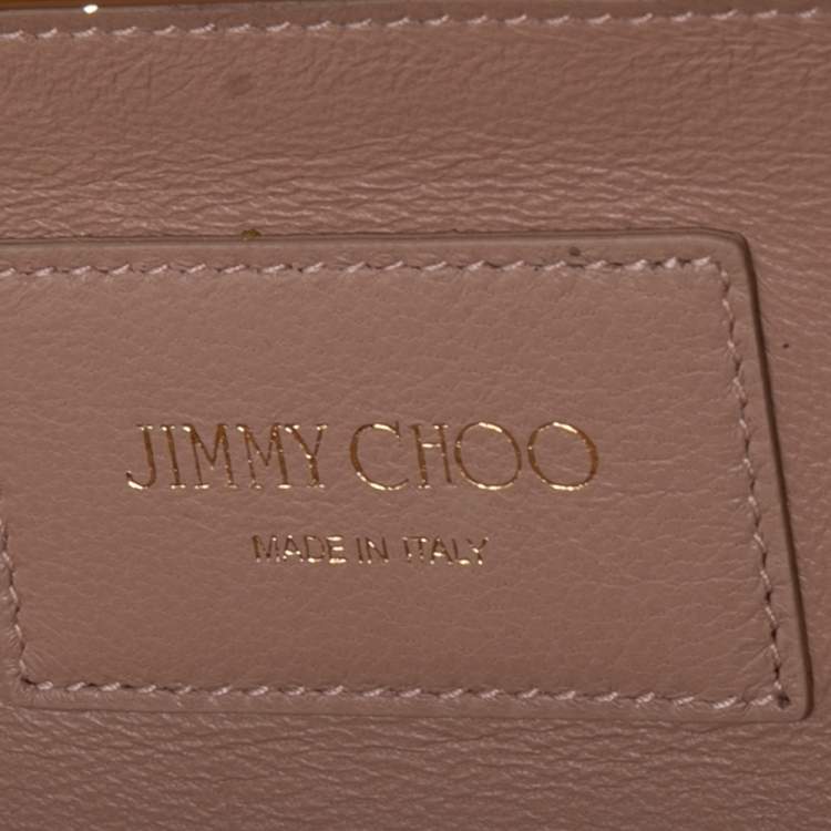 Pre Owned Jimmy Choo Gold/Pink Champagne Coarse Glitter Ellipse Chain Clutch 