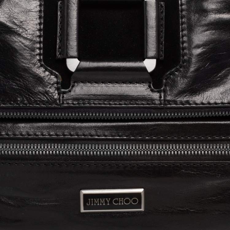Pre Owned Jimmy Choo Black Leather And Suede Marin Oversized Wristlet Clutch