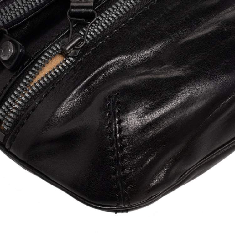 Pre Owned Jimmy Choo Black Leather And Suede Marin Oversized Wristlet Clutch