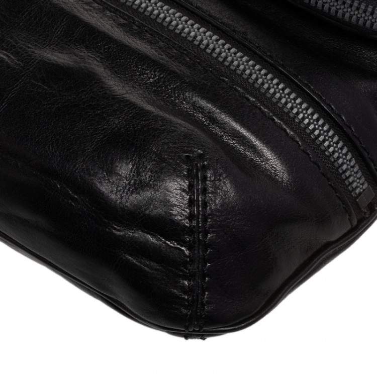 Pre Owned Jimmy Choo Black Leather And Suede Marin Oversized Wristlet Clutch