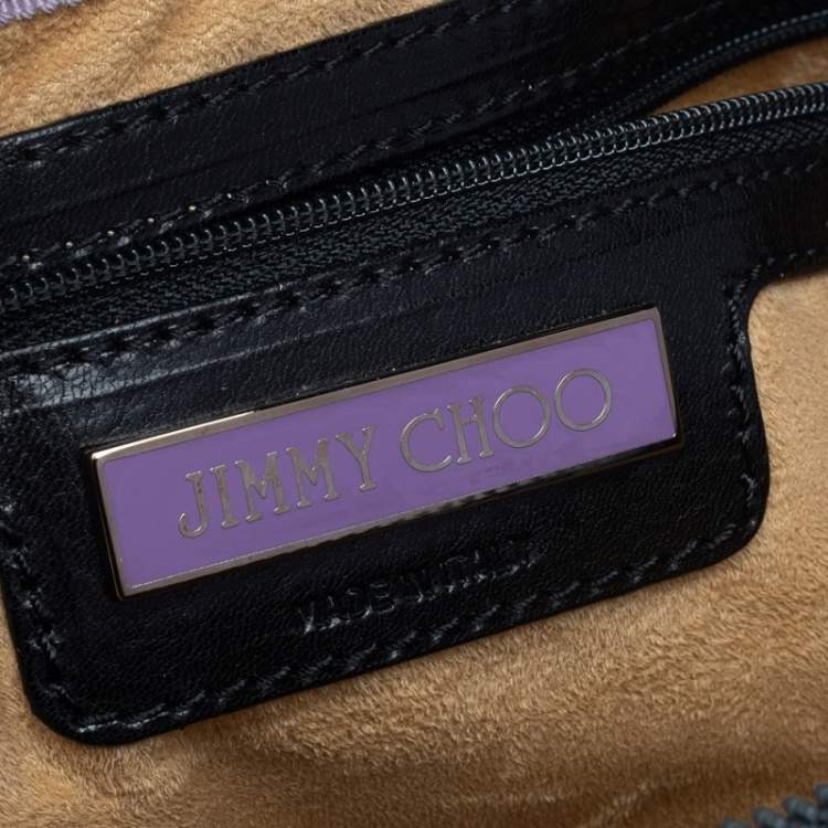 Pre Owned Jimmy Choo Black Leather And Suede Marin Oversized Wristlet Clutch