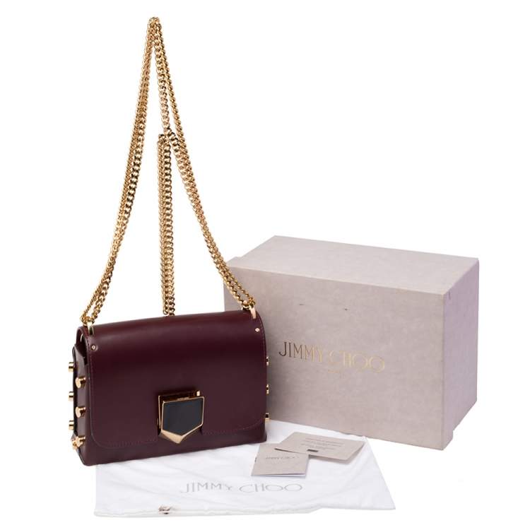 Pre Owned Jimmy Choo Burgundy Leather Lockett Petite Crossbody Bag