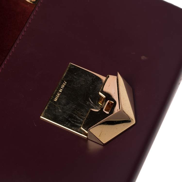 Pre Owned Jimmy Choo Burgundy Leather Lockett Petite Crossbody Bag