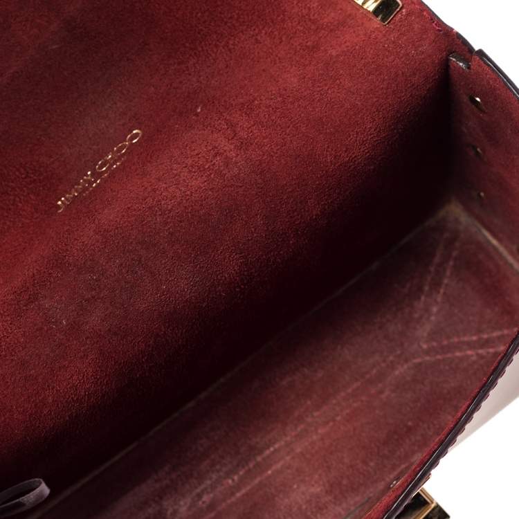 Pre Owned Jimmy Choo Burgundy Leather Lockett Petite Crossbody Bag