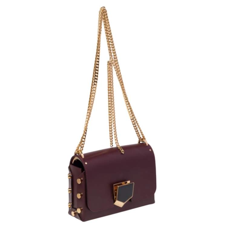 Pre Owned Jimmy Choo Burgundy Leather Lockett Petite Crossbody Bag
