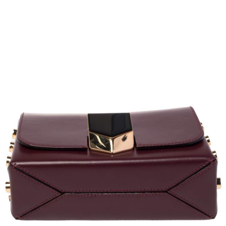 Pre Owned Jimmy Choo Burgundy Leather Lockett Petite Crossbody Bag