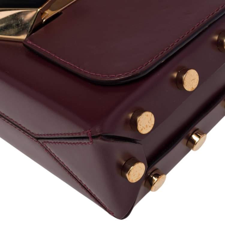 Pre Owned Jimmy Choo Burgundy Leather Lockett Petite Crossbody Bag