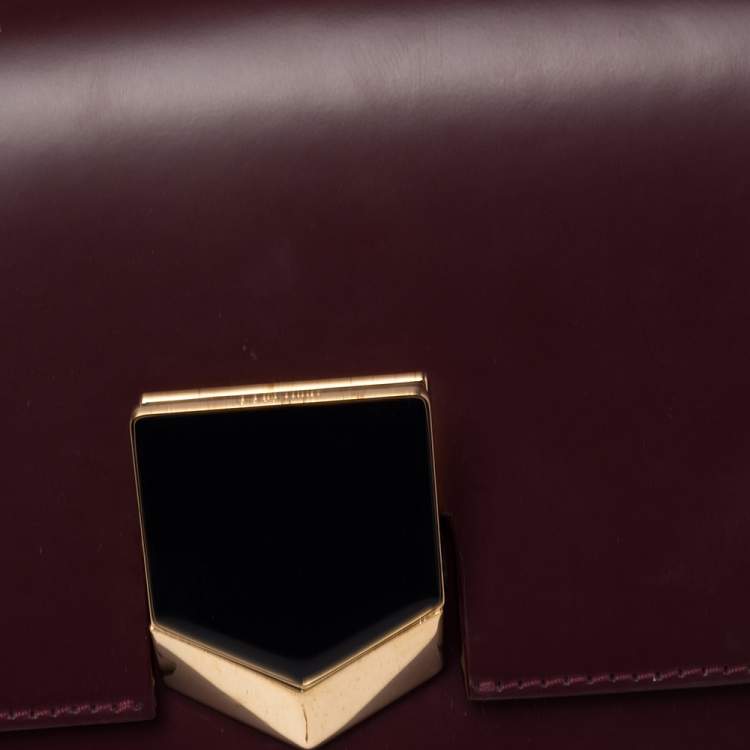 Pre Owned Jimmy Choo Burgundy Leather Lockett Petite Crossbody Bag