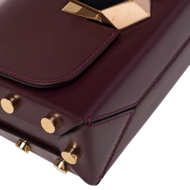 Pre Owned Jimmy Choo Burgundy Leather Lockett Petite Crossbody Bag