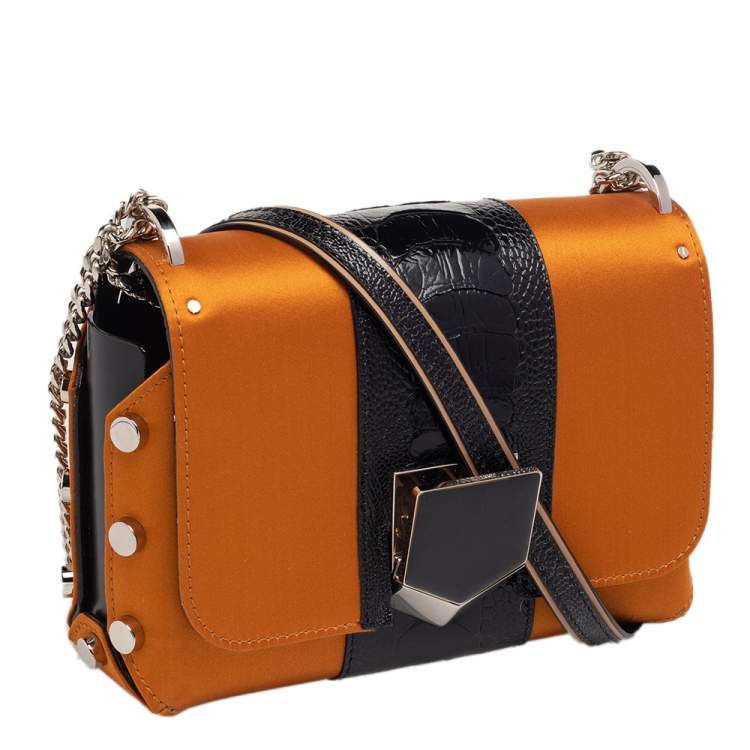 مملوكة مسبقًا Jimmy Choo Brown/Black Satin And Leather Lockett Shoulder Bag