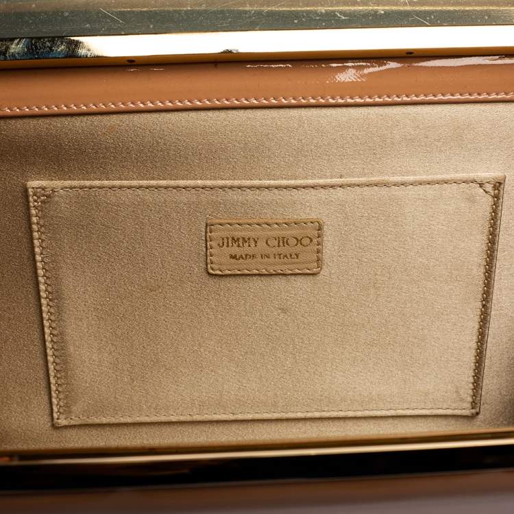 Pre Owned Jimmy Choo Beige Patent Leather Cayla Clutch
