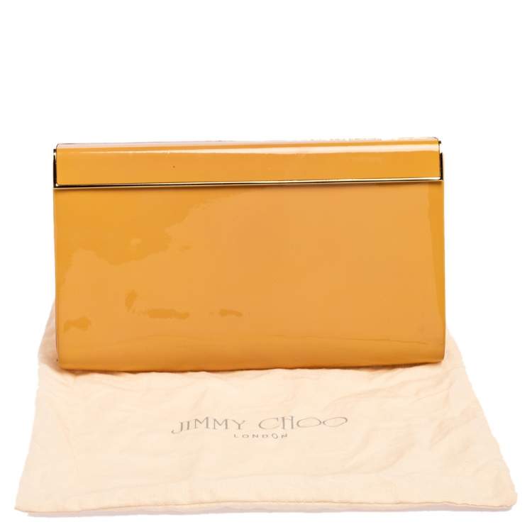 Pre Owned Jimmy Choo Beige Patent Leather Cayla Clutch