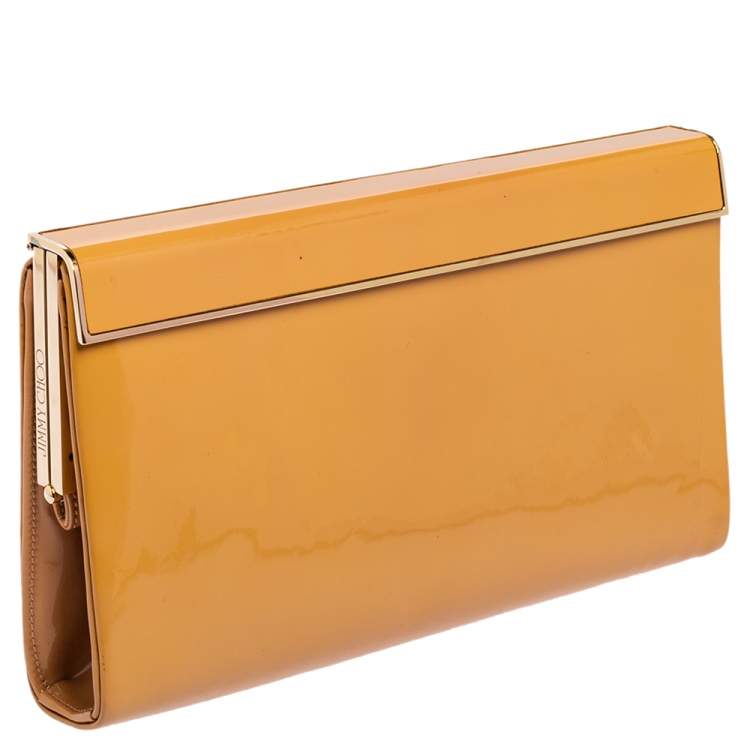 Pre Owned Jimmy Choo Beige Patent Leather Cayla Clutch