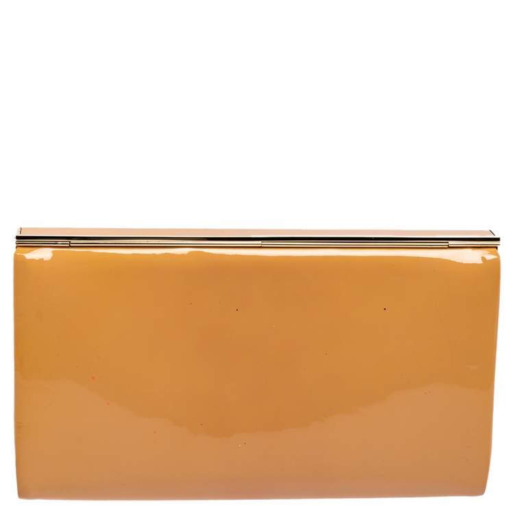 Pre Owned Jimmy Choo Beige Patent Leather Cayla Clutch