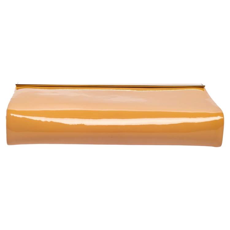 Pre Owned Jimmy Choo Beige Patent Leather Cayla Clutch