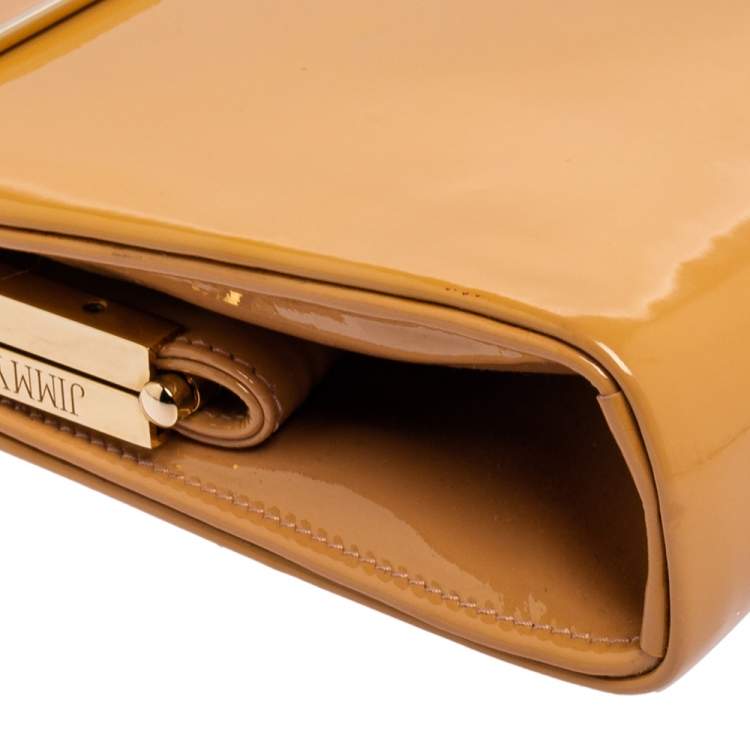 Pre Owned Jimmy Choo Beige Patent Leather Cayla Clutch