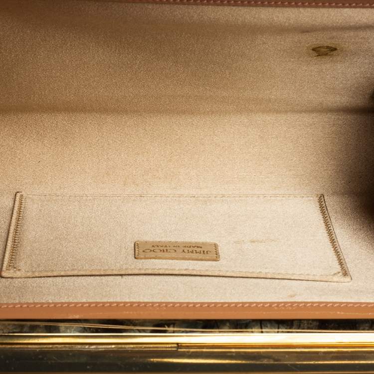 Pre Owned Jimmy Choo Beige Patent Leather Cayla Clutch