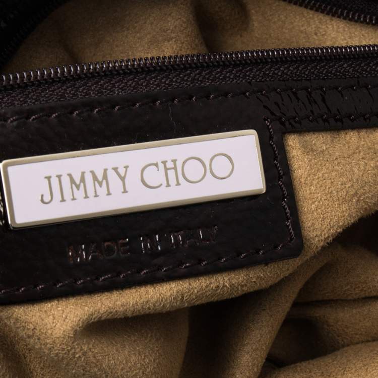 Pre Owned Jimmy Choo Beige/Brown Lizard Embossed Leather Chain Shoulder Bag