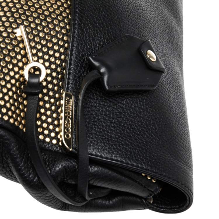 Pre Owned Jimmy Choo Black Leather Studded Oversized Clutch