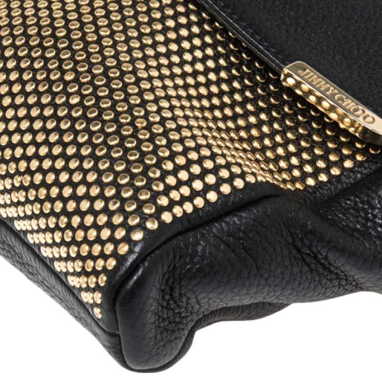 Pre Owned Jimmy Choo Black Leather Studded Oversized Clutch