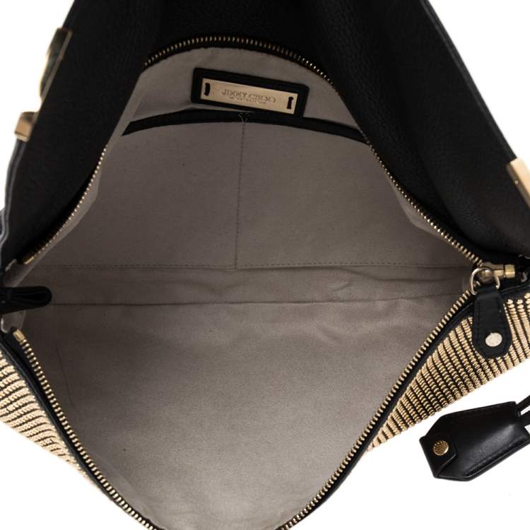Pre Owned Jimmy Choo Black Leather Studded Oversized Clutch