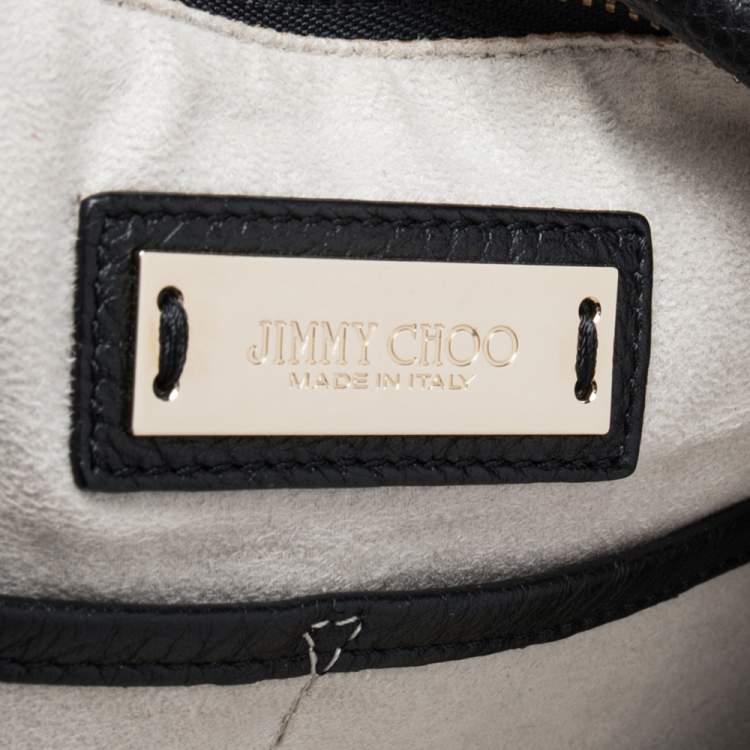 Pre Owned Jimmy Choo Black Leather Studded Oversized Clutch