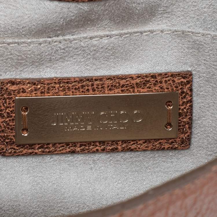 Pre Owned Jimmy Choo Brown Suede And Leather Rebel Top Handle Bag