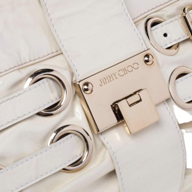مملوكة مسبقًا Jimmy Choo Cream Patent Leather Rio Chain Shoulder Bag