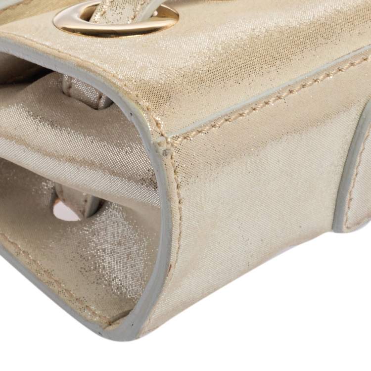 Pre Owned Jimmy Choo Light Cream Shimmer Suede Buckle Clutch