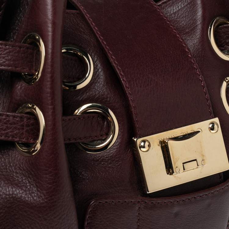 Pre Owned Jimmy Choo Burgundy Leather Ramona Tote Bag