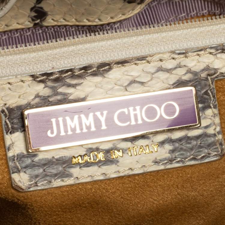 Pre Owned Jimmy Choo Grey/White Water Snake Ramona Shoulder Bag