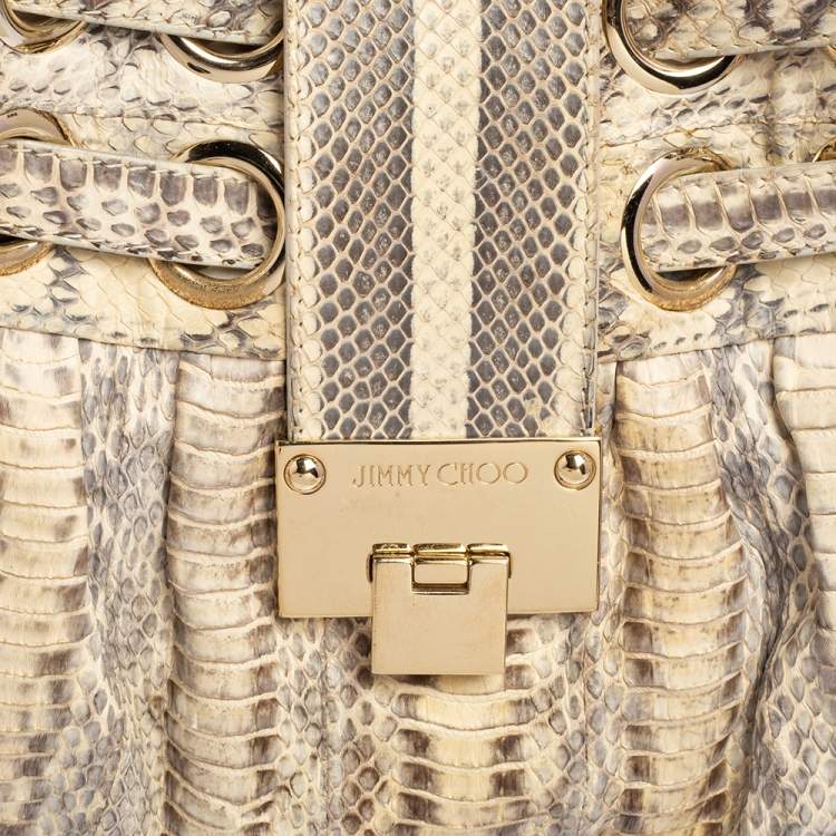 Pre Owned Jimmy Choo Grey/White Water Snake Ramona Shoulder Bag