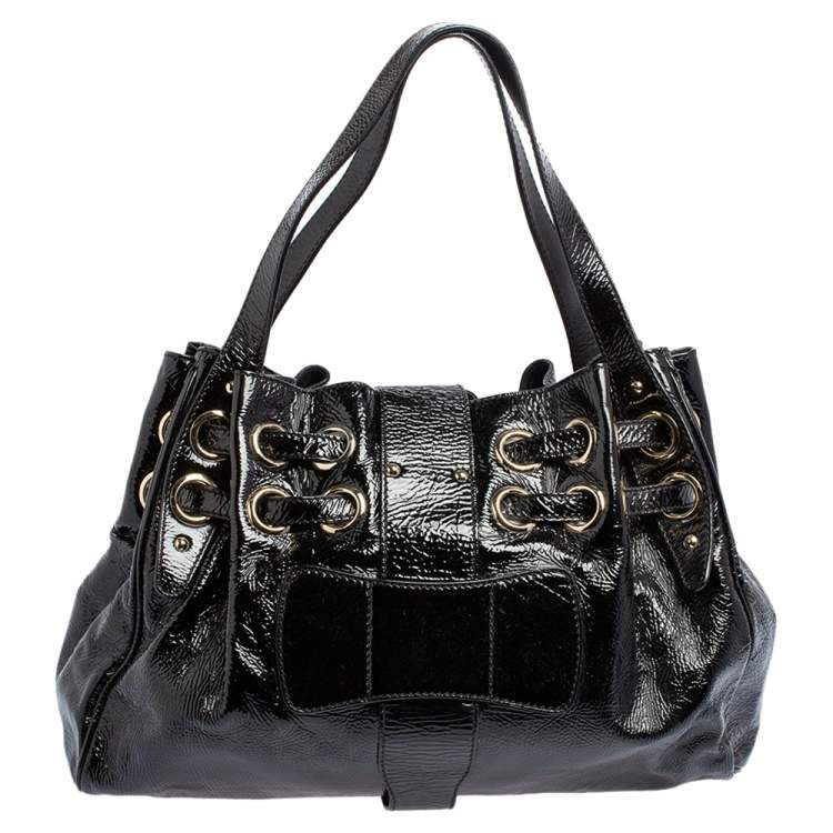 مملوكة مسبقًا Jimmy Choo Black Patent Leather Ramona Shoulder Bag