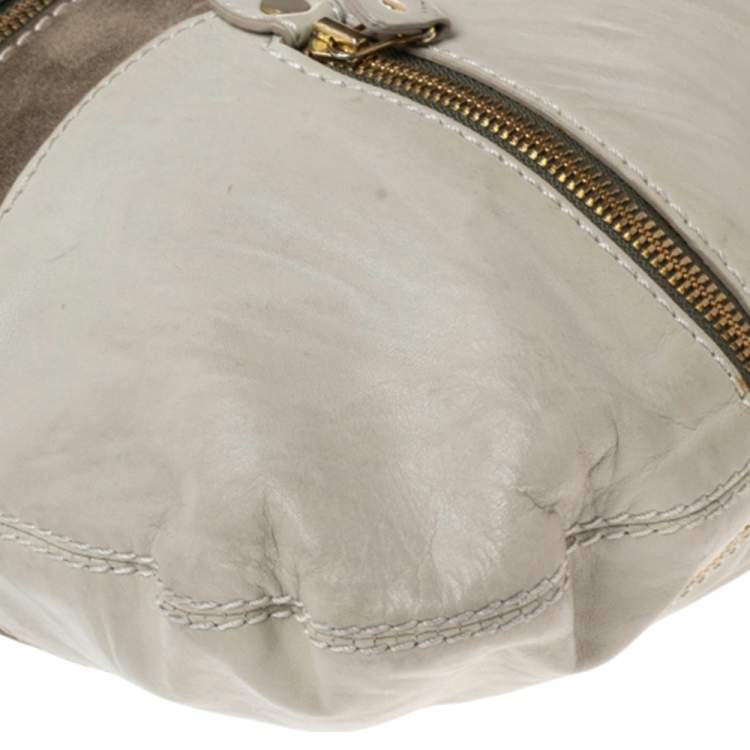 Pre Owned Jimmy Choo Grey Leather and Suede Large Mona Tote