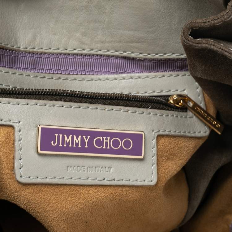 Pre Owned Jimmy Choo Grey Leather and Suede Large Mona Tote