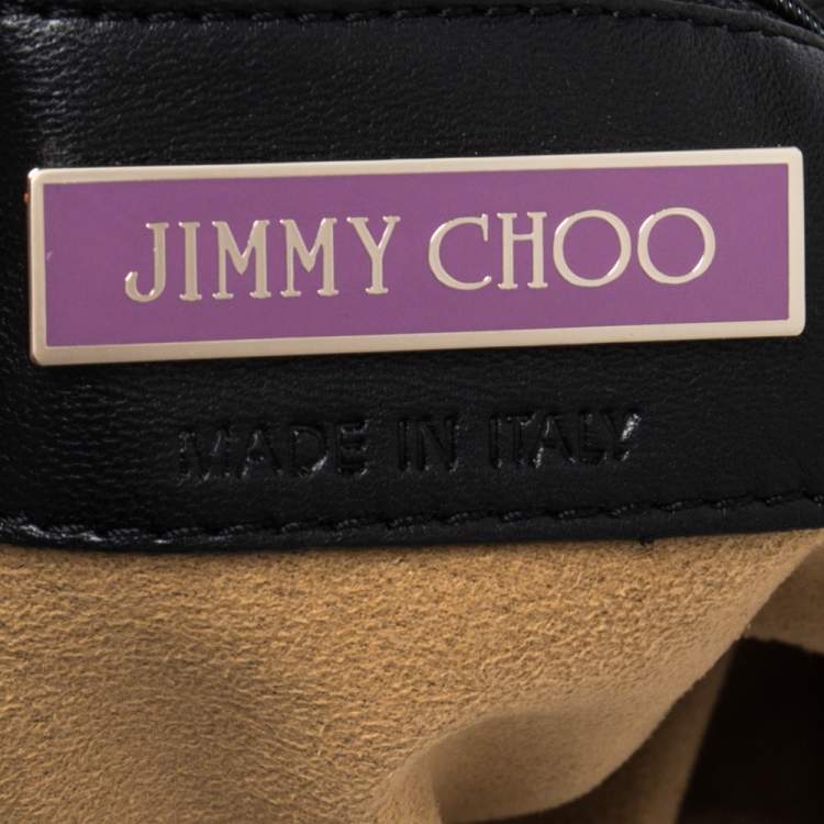 Pre Owned Jimmy Choo Black Python Oversized Zip Clutch