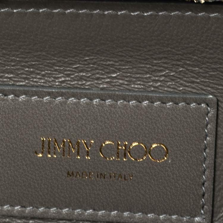 Pre Owned Jimmy Choo Gold/Lilac Champagne Coarse Glitter Ellipse Chain Clutch 